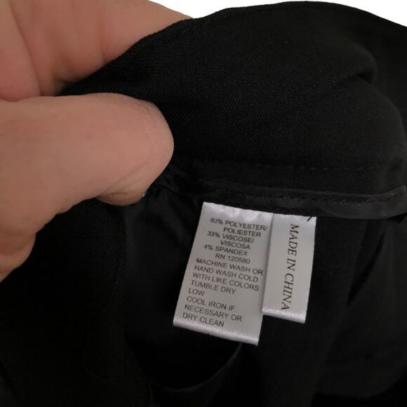 Amanda + Chelsea Pants Womens 0 Black Pinstriped Straight‎ Leg Stretch Mid-Rise - Picture 7 of 8